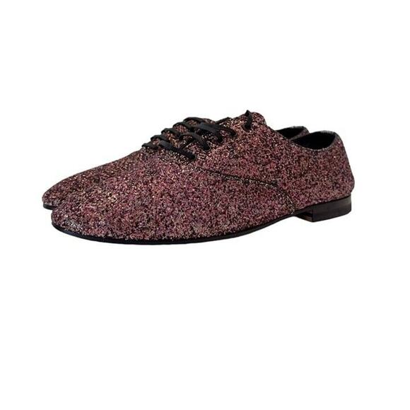 Saint Laurent Calfskin Glitter Oxfords - Picture 1 of 5
